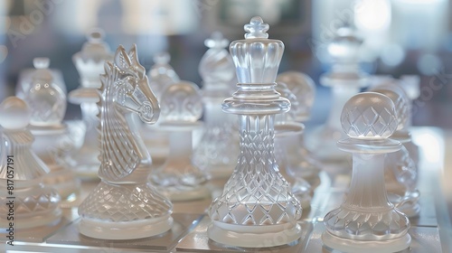 Close-Up Artistic Shot of Glass Chess Pieces