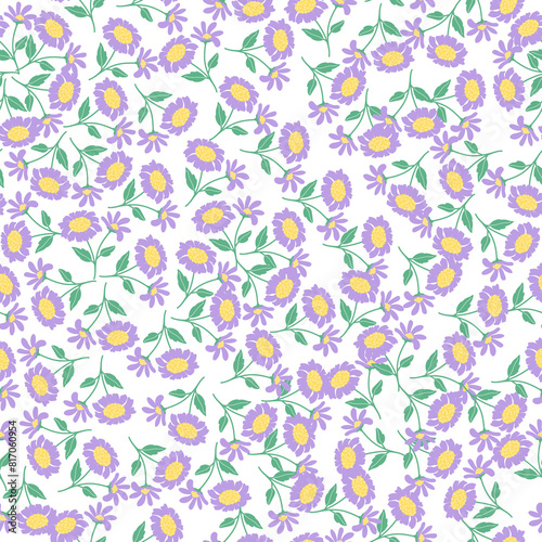 coquette seamless purple flowers pattern.