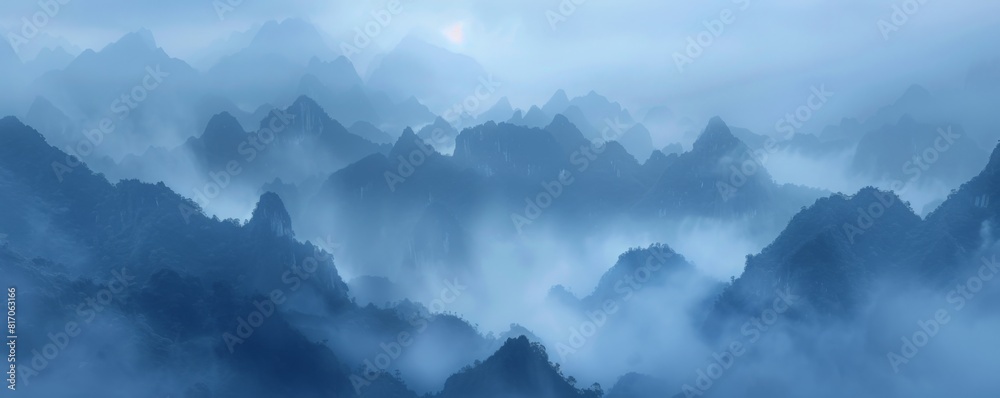 mountains on a foggy day. mountains on a foggy day.