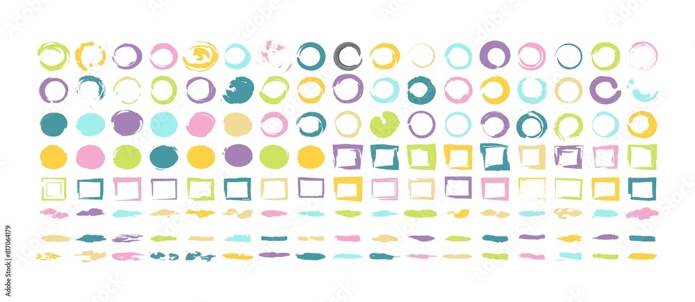 Set of hand drawn pencil lines and strokes. Brush stain pen stroke set. A set of colors brush strokes is isolated on a white background. Set of hand drawn pencil lines and strokes. Brush stain pen stroke set. A set of colors brush strokes is isolated on a white background.