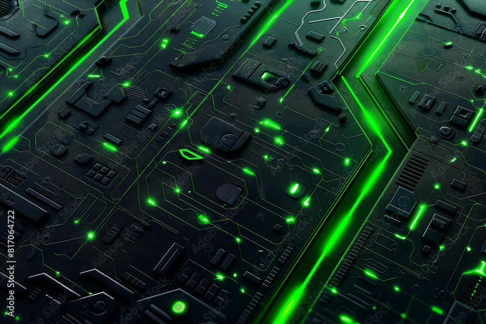 Fototapeta premium Tech pattern. Green technology concept abstract. Futuristic electronic circuit technology background