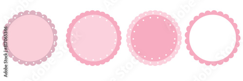 Фотография Scalloped Edge Stitched Circle Badge Vector Set