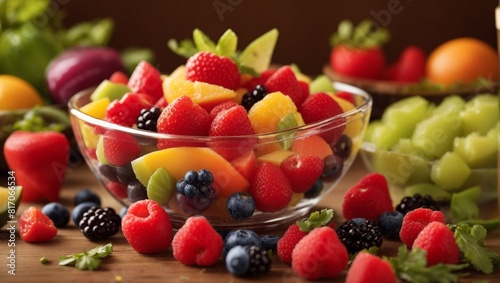 fruit salad with berries Generated Ai 
