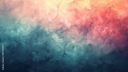 Abstract blue watercolor background with wispy cloud textures photo