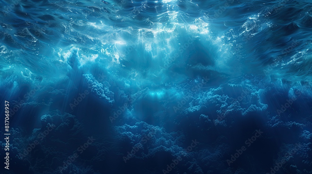 A large body of water sits amidst clouds, creating a dramatic scene of nature A large body of water sits amidst clouds, creating a dramatic scene of nature