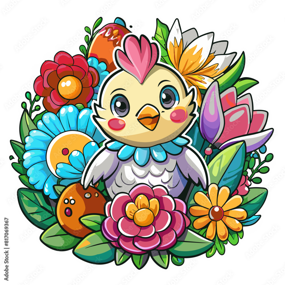 A detailed illustration vector of a cute chicken sticker - Generative AI
A detailed illustration vector of a cute chicken sticker - Generative AI