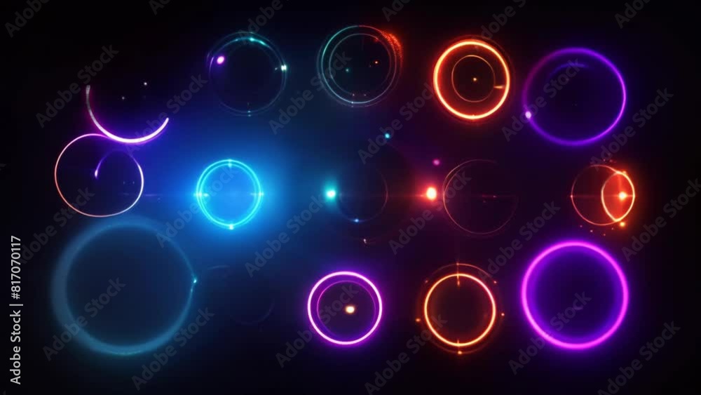 neon rings black background colorful abstract motion graphics overlay animation neon rings black background colorful abstract motion graphics overlay animation