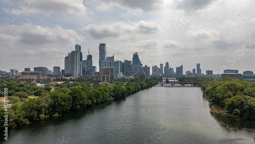 Austin Texas Skyline drone lake austin 