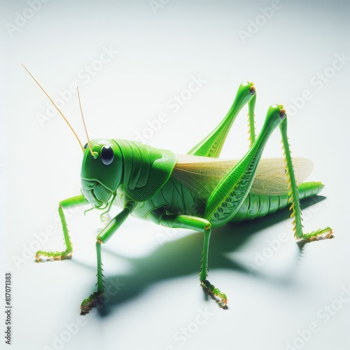 green grasshopper on white background © Deanmon