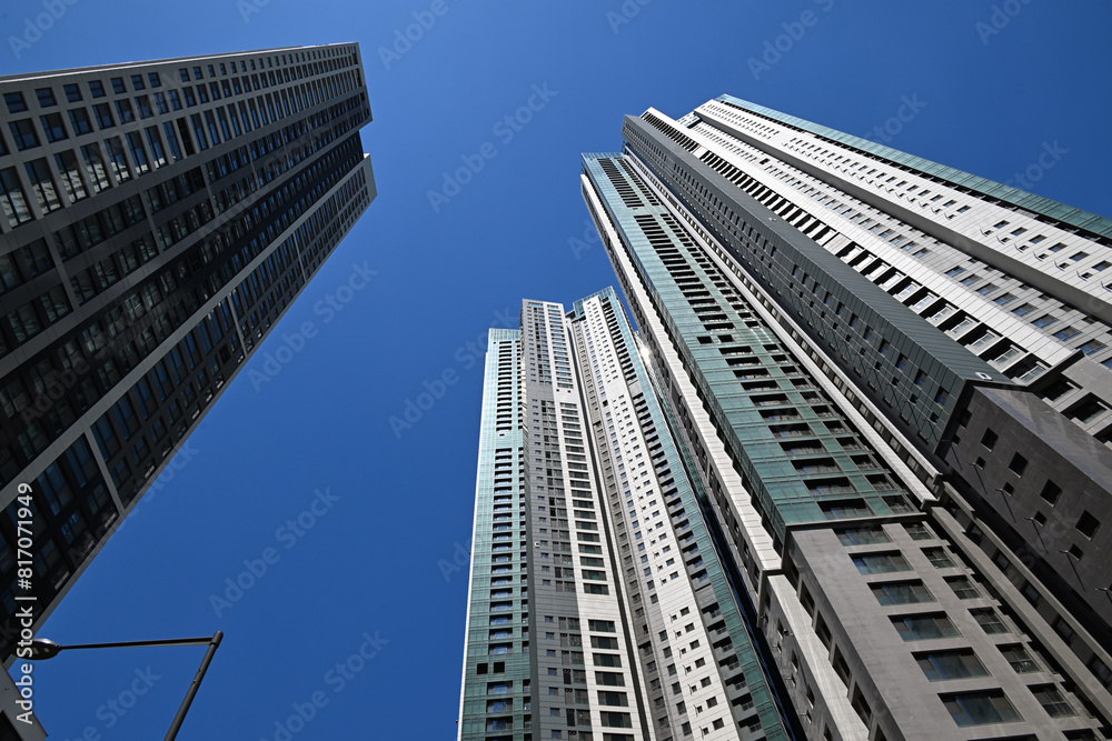 High-rise residential-commercial apartment complex in a redevelopment area in Seoul, South Korea High-rise residential-commercial apartment complex in a redevelopment area in Seoul, South Korea