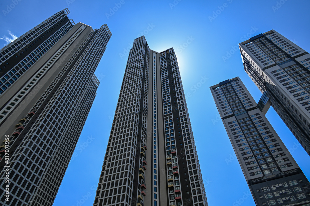 High-rise residential-commercial apartment complex in a redevelopment area in Seoul, South Korea High-rise residential-commercial apartment complex in a redevelopment area in Seoul, South Korea