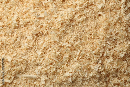 Foto Dry natural sawdust as background, top view