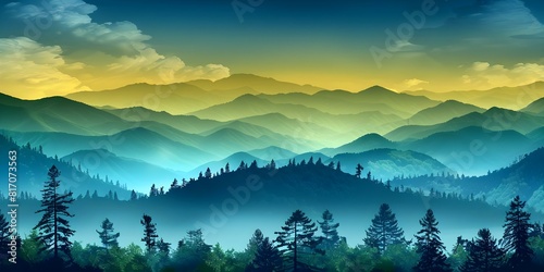 Comicstyle digital landscape of Great Smoky Mountains National Park in North Carolina. Concept Digital Art  Great Smoky Mountains  North Carolina  National Park  Comics