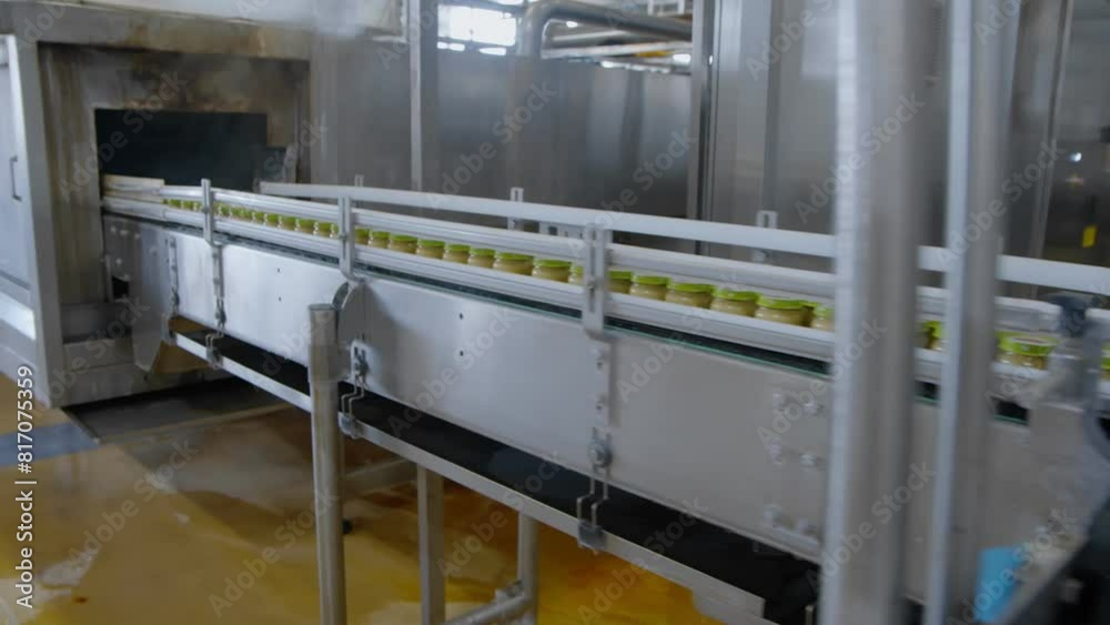 Automated juice production in packaging on industrial conveyor equipment. Automated juice production in packaging on industrial conveyor equipment.