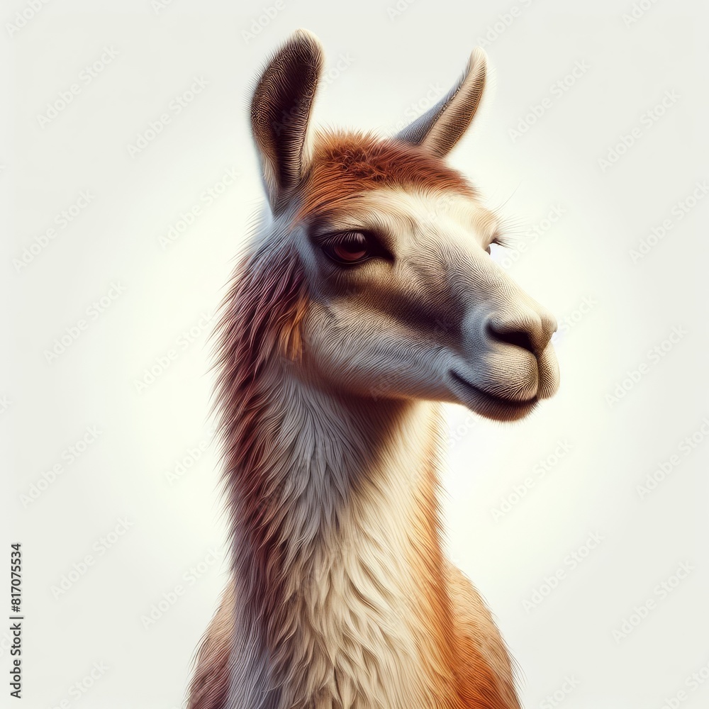 young llama isolated on white