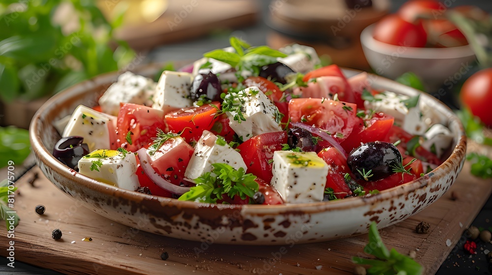 Mediterranean Greek Salad with Creamy Feta and Juicy Olives Mediterranean Greek Salad with Creamy Feta and Juicy Olives