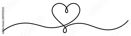 Heart love outline continuous single-line drawing