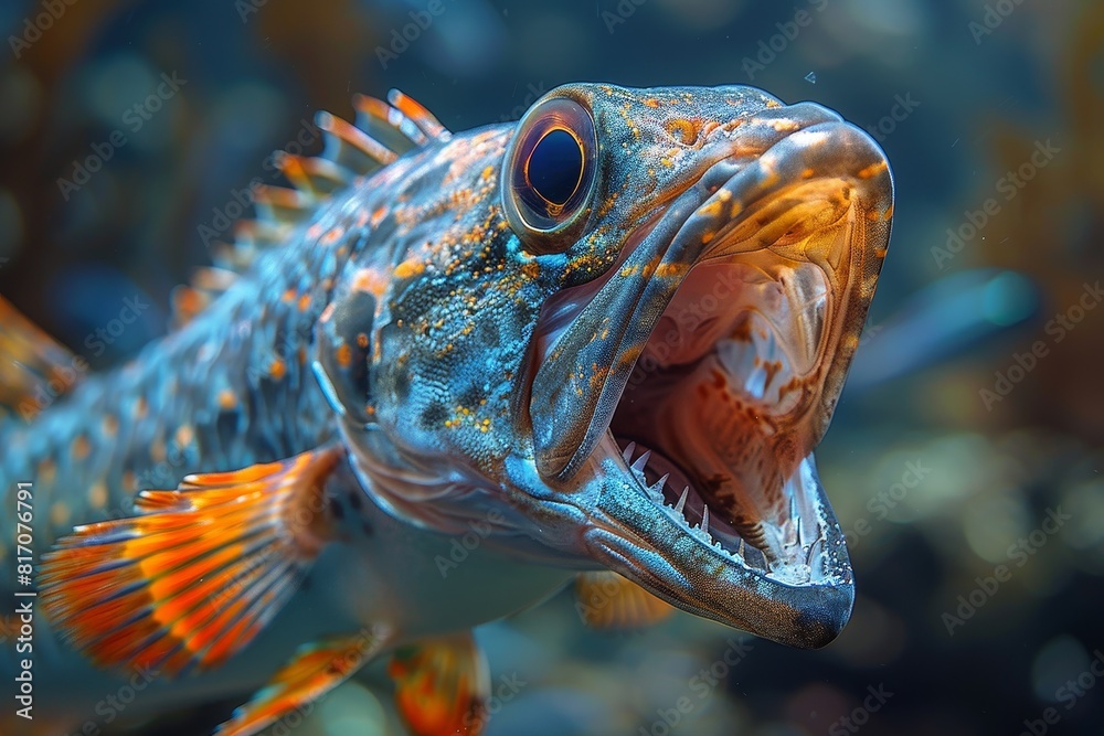 Barracuda fish with sharp teeth, representing predatory marine species. Barracuda fish with sharp teeth, representing predatory marine species.