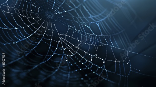 cobweb with dew drops on a dark background © decorator