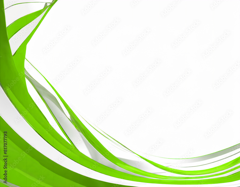 Obraz premium 黄緑色と白色の波模様の抽象背景素材。CG風。AI生成画像。