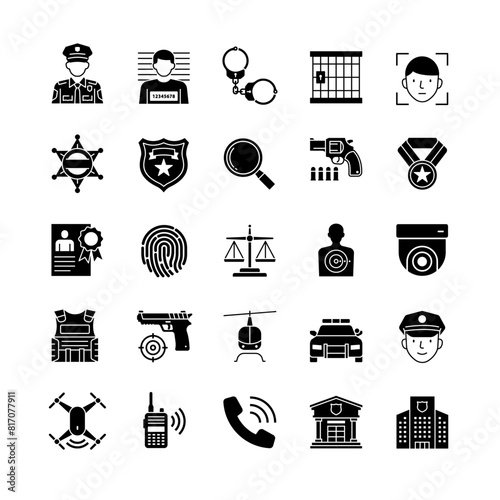 Police and offender icons, vector Illustration.