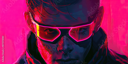  In the grim future, he shines - a cybernetic maverick with an icy neon soul photo