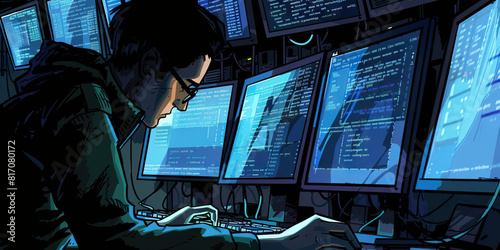 In a dimly lit room, a hacker hunches over a bank of monitors, their eyes darting between streams of cryptic code and encrypted messages, as they work to uncover the next big data heist