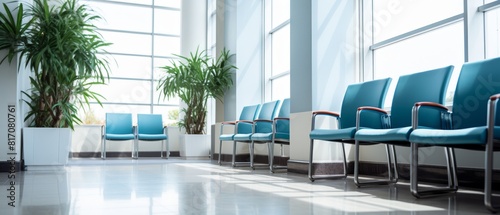 Empty chairs in a waiting area of a medical facility