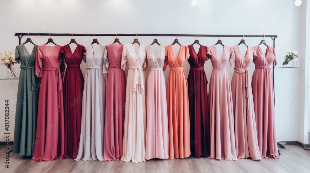 Elegant long formal dresses for sale in luxury modern shop boutique Elegant long formal dresses for sale in luxury modern shop boutique