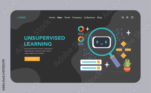 Unsupervised Learning concept. Flat vector illustration