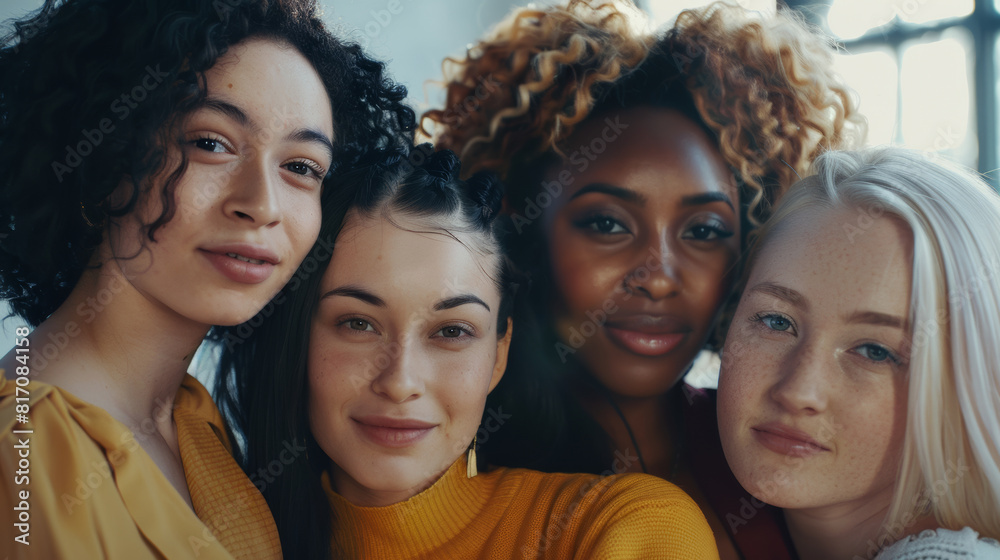 Obraz premium Diverse group of women sharing a moment of camaraderie.