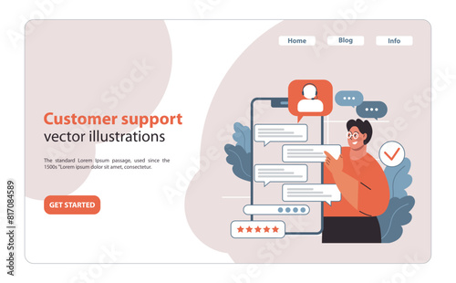 Customer support concept. Attentive young man interacting with an online help chat.