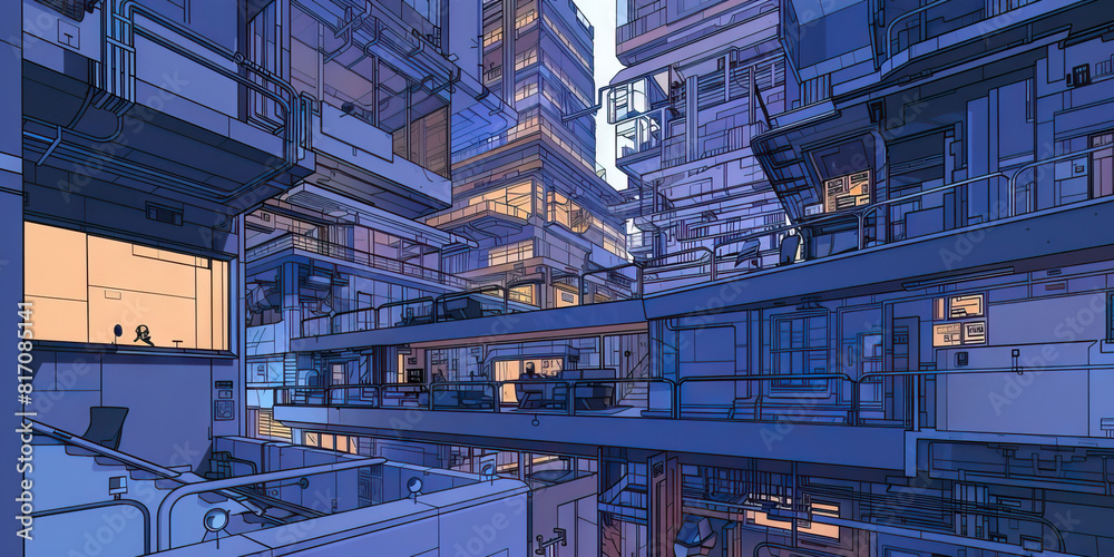A tech-savvy architect designs the ultimate cyberpunk haven, their blueprints a testament to their vision A tech-savvy architect designs the ultimate cyberpunk haven, their blueprints a testament to their vision