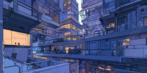 A tech-savvy architect designs the ultimate cyberpunk haven, their blueprints a testament to their vision