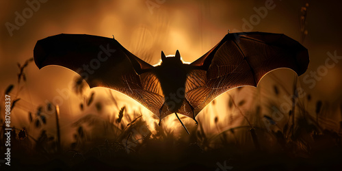 scary halloween background with bats sunset background.