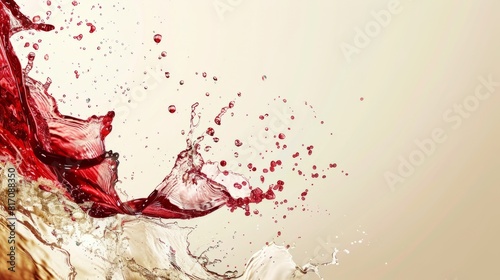 Red and white wine splash with copy space photo