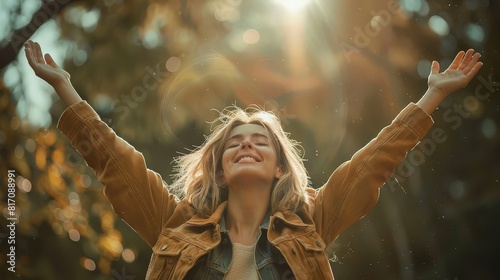 A Woman Embraces Pure Joy photo