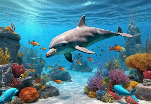 Underwater Scenery with Fish 3D Wallpaper  © 3D Wallpaper