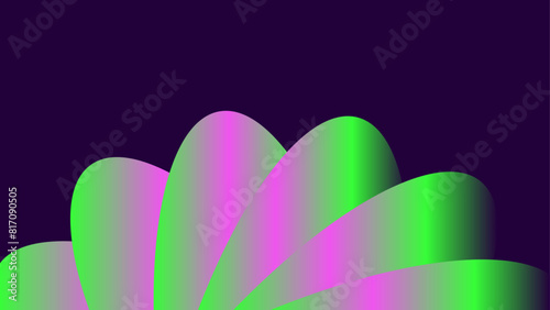 Bright pink, neon green flower petals on dark purple background. Abstract wave. Glitch Art trippy digital screen. backdrop. Gradient banner. Luxury texture. Creative flyer. Climate tech. Card