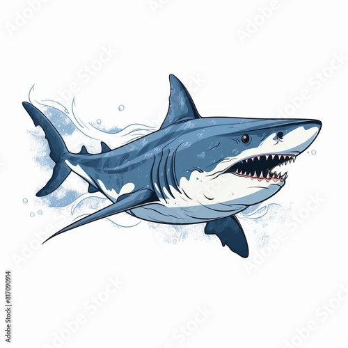 Streamlined shark outline flat design top view predator of the sea theme water color Monochromatic Color Scheme