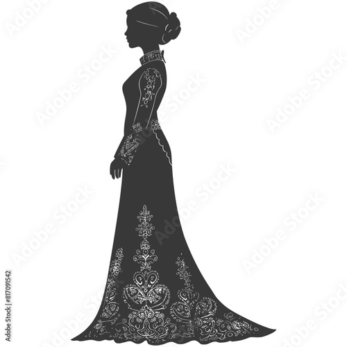 silhouette independent indonesian women wearing kebaya black color only photo