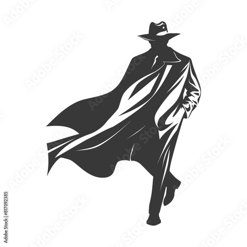 silhouette mysterious man in a cloak black color only