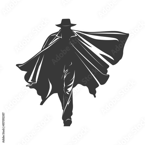 silhouette mysterious man in a cloak black color only