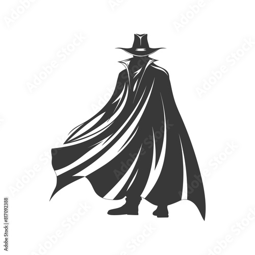 silhouette mysterious man in a cloak black color only