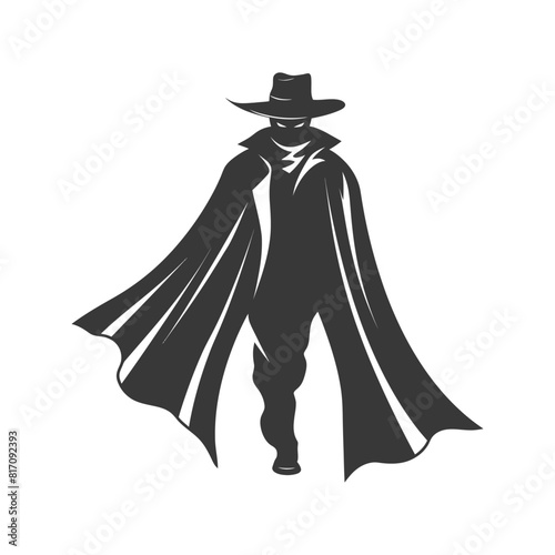 silhouette mysterious man in a cloak black color only