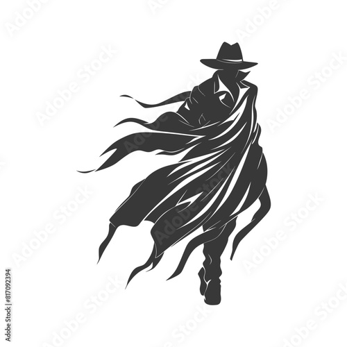 silhouette mysterious man in a cloak black color only