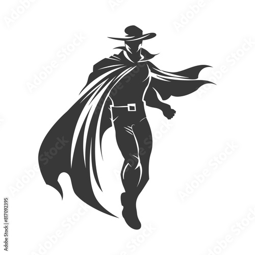 silhouette mysterious man in a cloak black color only