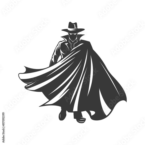 silhouette mysterious man in a cloak black color only