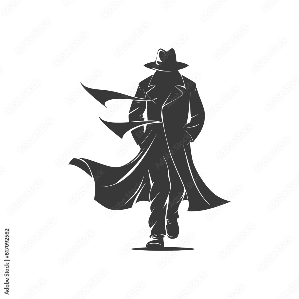 silhouette mysterious man in a cloak black color only silhouette mysterious man in a cloak black color only