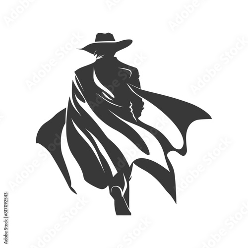silhouette mysterious man in a cloak black color only